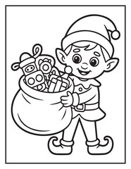 Christmas Coloring Book for Kids and Adults – Fun and Simple Holiday Coloring Pages with Cute Elves, Gifts, Trees, and Festive Designs, Elf Bold & Easy