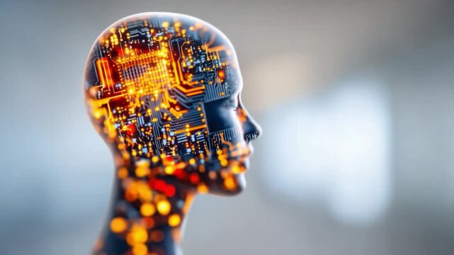 AI Consciousness: A captivating depiction of artificial intelligence, visualizing the intricate network of a digital brain within a human form.