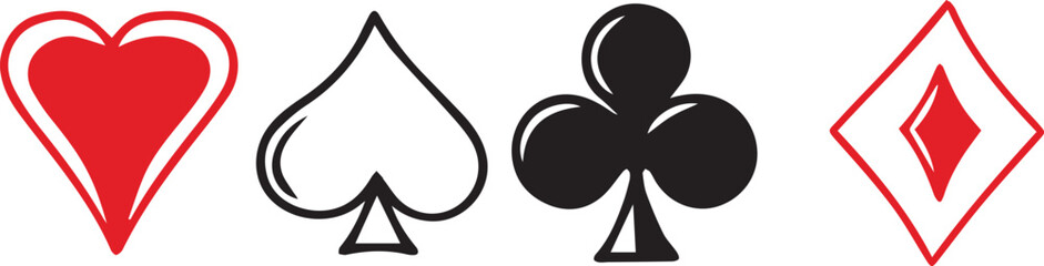 playing cards icons vector illustration. Set of aces of different suits.