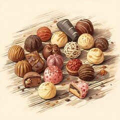 Gourmet praline selection displayed in artistic style high resolution picture