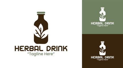 Herbal Drink Logo Creative Natural Beverage Branding