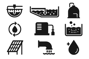 Icon icons primary treatment vector screen droplet recycling water purified pump sludge