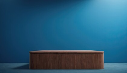 Blue 3d display podium with circle background for product presentation scene. 2
