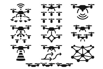 Behavior flying architecture vector swarm network mesh obstacle icon icons drone pattern