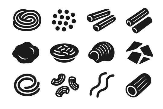 Icon lumaconi vector rigati pasta modern fideu&agrave; cannolicchi icons pici cencioni maltagliati