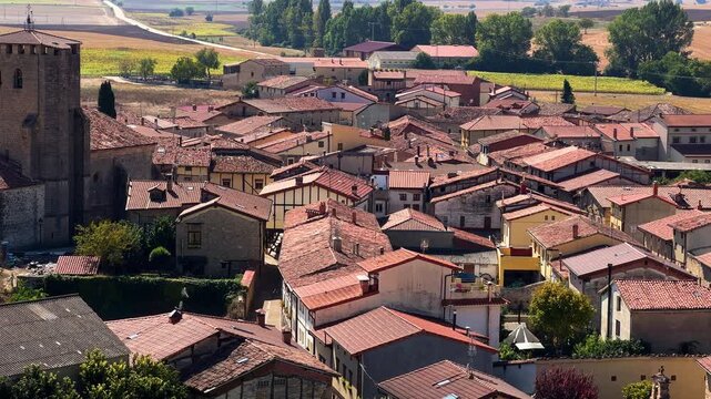 Scenic view of Santa Gadea del Cid, famous touristic destination in Burgos province, Castile and Leon, Spain. High quality 4k footage