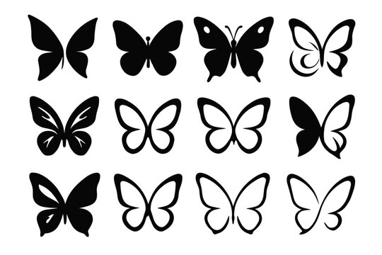 Vector insect wings wing flutter dynamic forest silhouette icon light butterfly