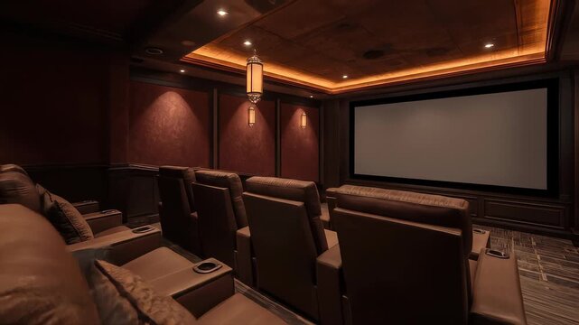 Luxurious private theater room with plush seating and advanced technology