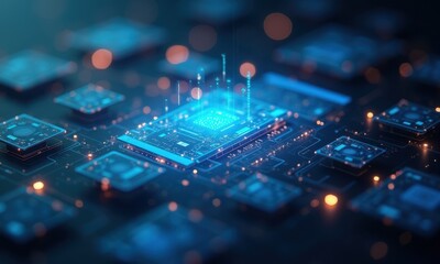 Futuristic Digital Interface with Textures and Circuit Elements