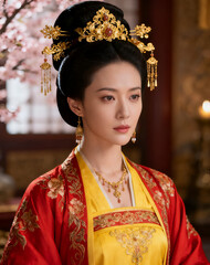 Radiant Empress: Captivating Asian Beauty in Resplendent Royal Attire