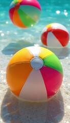A vibrant and fun inflatable beach ball in various colors, perfect for summer fun at the beach or pool, summer, outdoor