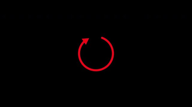 Red circular arrow animation, represent concepts such as refresh, reload, rotate, recycle, repetition, or a cyclical process
