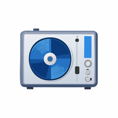 Fototapeta premium Digital DJ Turntable Illustration, Blue and White Color Scheme