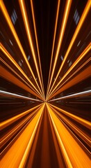 A dynamic, radiating tunnel effect showcases bright, golden light streaks converging toward a central point.