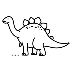Fototapeta premium Cute Stegosaurus Dinosaur Outline Drawing Isolated on White Background