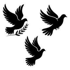 Fototapeta premium Birds in Flight Cluster Silhouettes