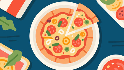 Pizza delicacies, hand-drawn vector illustrations