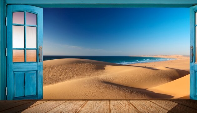 offenes fenster oder tur mit meerblick western sahara