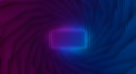 A glowing neon rectangle floats in the center of a swirling purple and blue vortex.