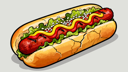Hot dog delicacies, hand-drawn vector illustrations