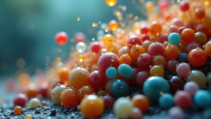 Colorful Microbial Samples Under Environmental Microscopy Conditions