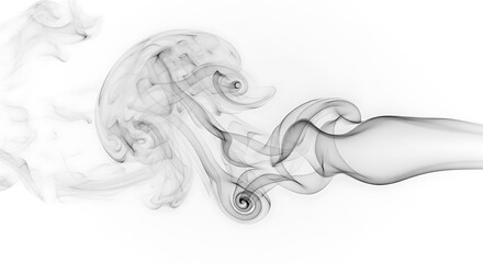 Intricate smoke patterns swirling against a pristine white background create a mesmerizing abstract design.