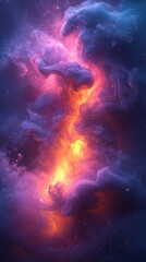 Fototapeta premium A breathtaking nebula glows with shades of orange and purple, creating a cosmic wonder