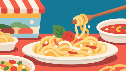 Pasta cuisine, hand-drawn vector illustrations