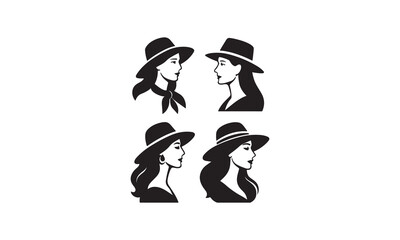 Stylish Woman Faces Silhouette with Ha