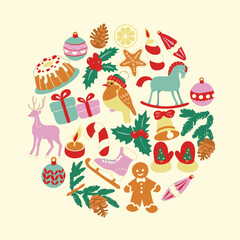 Christmas Icons Circle Square Card