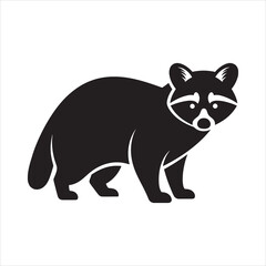 A captivating black silhouette of a raccoon