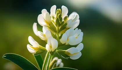 Fototapeta premium Honey Clover Melilotus Albus White Flower Closeup Selective Focus