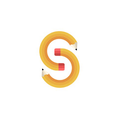 Two intertwined pencils forming the letter S, a creative logo design.