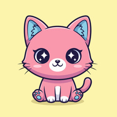 Fototapeta premium Cute kawaii cat artwork with soft colors and adorable chibi-style design