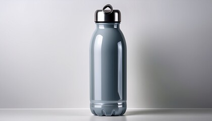 Water Bottle In Minimalistic Design On White Background