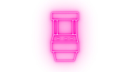Neon pink arcade machine isolated on transparent background, a retro gaming symbol with a modern twist, perfect for representing entertainment and nostalgia