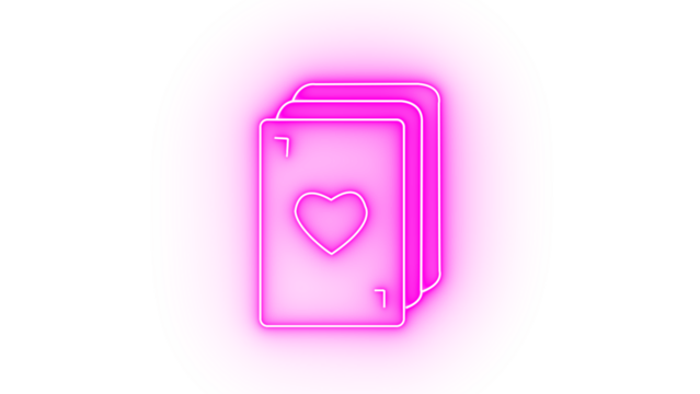 A stack of neon pink playing cards isolated on transparent background, featuring an ace of hearts, glowing brightly and casting a soft, ethereal light - Powered by Adobe