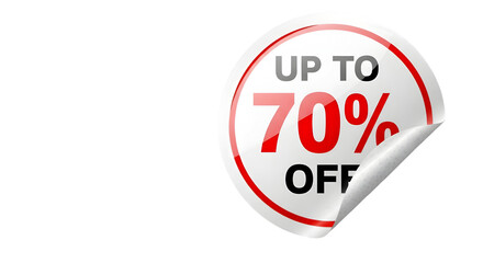 Grab incredible savings with this bold up to 70% off sale sticker, perfect for promotions