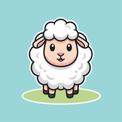 Fototapeta premium Sweet cartoon sheep with fluffy texture and lovable kawaii charm