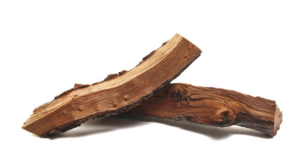 Stump, log fire wood isolated on white background, clipping path, side view