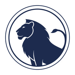 Lion Silhouette in Circular Design Powerful Symbol of Strength and Nobility in a Minimalist and Modern Graphic Style