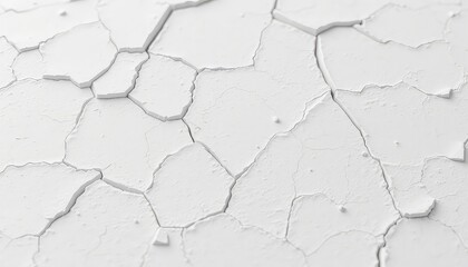 Abstract macro of a white textured surface showing a pattern of cracks with shallow depth of field