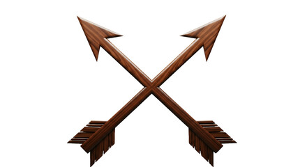 Two Crossed Wooden Arrows Design Element, Rustic, Tribal, Graphic, Pointer, Direction, Choice, Symbol, Vector, Illustration, Isolated on White Background