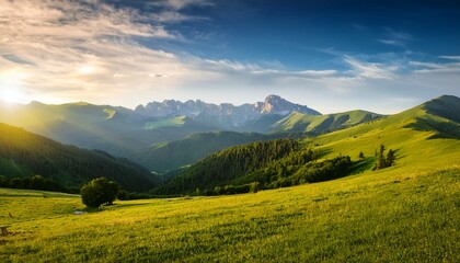 Summer Landscape With Mountains