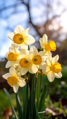 Obraz premium Cluster of Daffodils in Sunlight