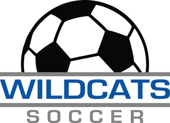 Wildcats Soccer Team Design is a fantastic graphic for your soccer team that includes a ball and text. It is great for shirt designs, promotional products of any kind and advertising uses.