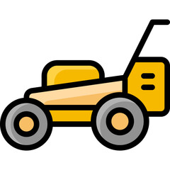 mower icon illustration design with filled outline
