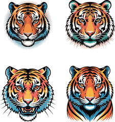 tiger head icons vector illustration of a simple
