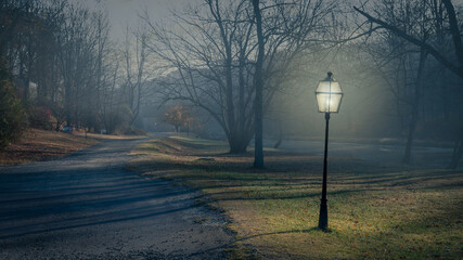 street lamp in the morning