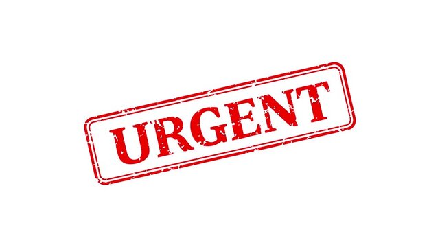 Urgent notice animation with red stamp effect on green background for time-sensitive communication and immediate action needed
